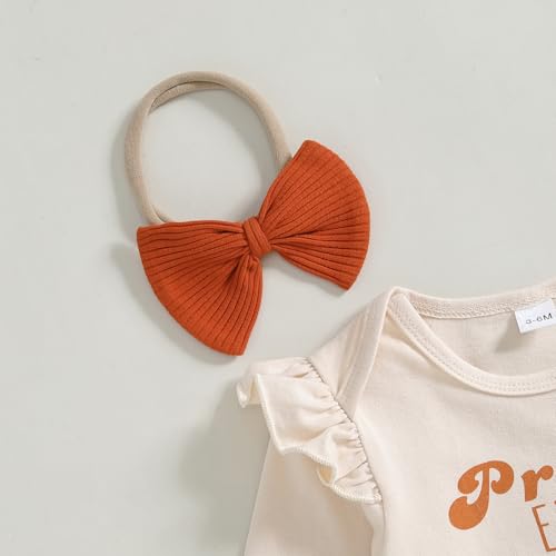 BemeyourBBs Newborn Baby Girl Clothes Ruffle Romper Bodysuit Top Flared Pants Set Baby Bell Bottom Outfit4