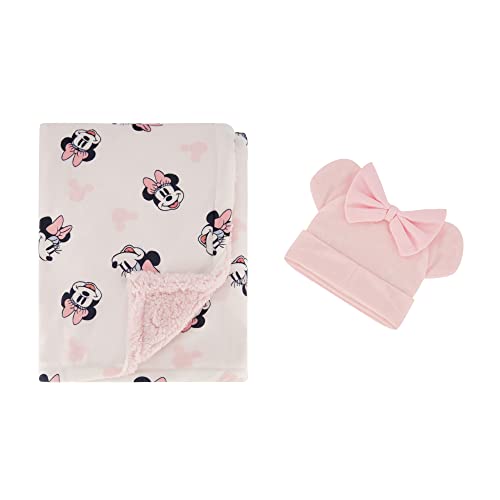Disney Fuzzy Mink Baby Blanket, Double Sided Ultra-Soft And Plush Mink And Sherpa Newborn Throw, Measures 30X40 Inches, Includes Matching Infant Cap Hat #TOP30