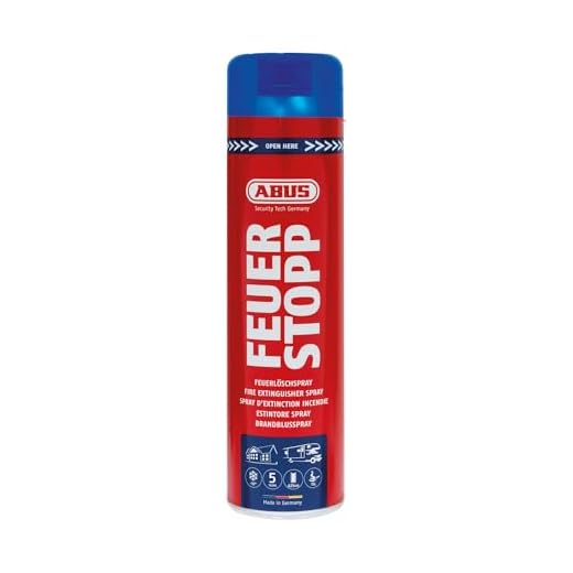 ABUS Feuerlöschspray AFS625 Feuerstopp - Feuerlöscher für Küche, Grill  und Haushalt - hohe Sprühweite - Brandklassen A-B-F rot - 85727