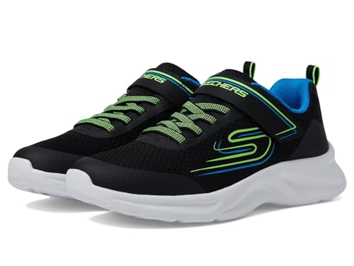 Skechers Boy's Dynamatic Swift Tread Sneakers, Black Textile/Synthetic/Blue & Lime Trim, 2 UK Child