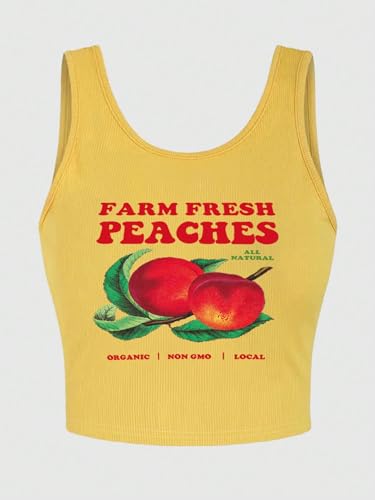 WDIRARA Women's Letter Printed Crop Tank Tops Graphic Cami Top Summer Ribbed Slim Fit Tee3