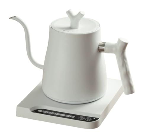 Acnivko 温度調整可能 ブラック ップケトル 1L 1200W コーヒーポット保温機能/空焚き防止 細口 湯沸し 湯沸かしコーヒーケトル 温度調節 ドリップポット お手入れ簡単 (コーヒーメーカー 1L,ホワイト)