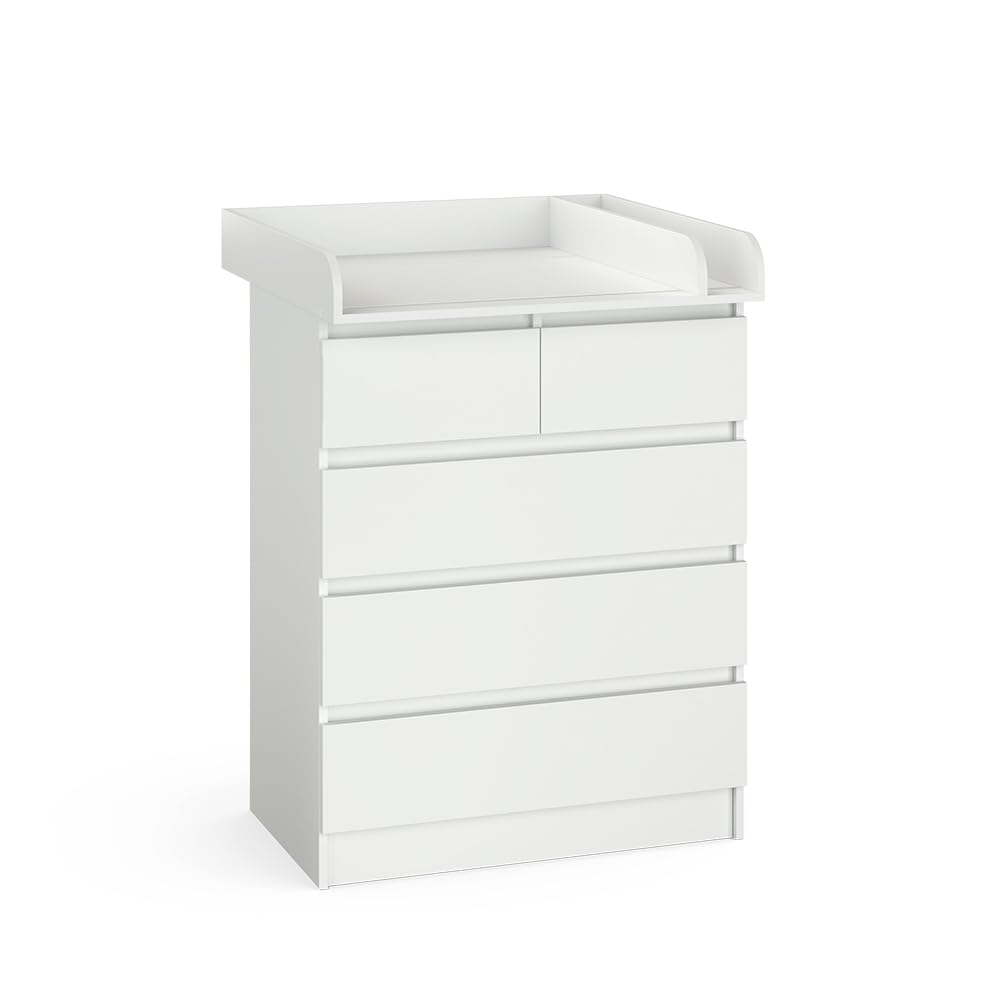 Vicco Fasciatoio Emma Bianco 80 x 110.2 cm z 5 szufladami, konwertowalny na komodę tradycyjną