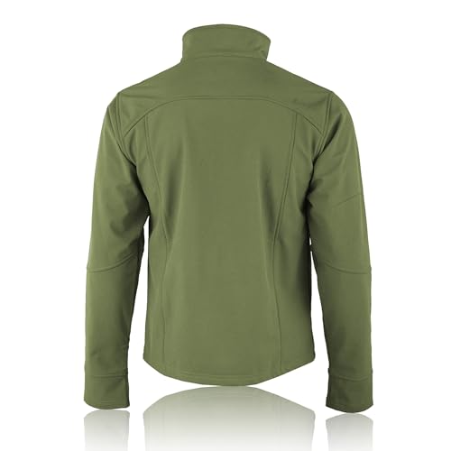 Soft Shell Fleece Lined jacket Water Resistant Windproof Outdoor Work Jacket Golf Men's Full Zip Pockets Thermal Collared BodyWarmer Jacket (UK, Alpha, L, Regular, Regular, Olive Green) - Image 2