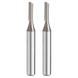 HARFINGTON 2pcs Straight Router Bit 1/4 Inch Shank 1/8' Cutting Dia, 2 Flutes 0.51 Inch Cutting Length YG6 Carbide Cutter with PTFE Heat Resistance Coating, Woodworking Grooving Trim Bit
