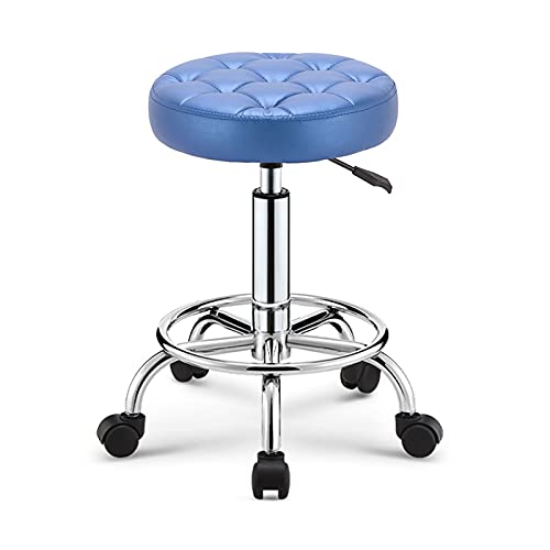 YNGJUENCP Taburete Rodante Redondo De Cuero PU, Silla Tapizada Cuadrada, Altura Ajustable para El Trabajo De Dibujo Tienda De SPA Taller De Salón, Silla De Oficina con Ruedas - Rosa Roja/A(Color:01)