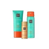 RITUALS The Ritual of Karma – Summer Trio – Crema solar facial FP30, loción corporal FP30 y aceite iluminador – Set de regalo con té blanco, loto sagrado y ginkgo biloba