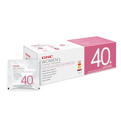 GNC Womens 40+ Vitapak 5-in-1 Multivitamin Pack Healthy Hormones Brain Health Metabolism Bone Strength Edible Dietary Supplement 30 Servings