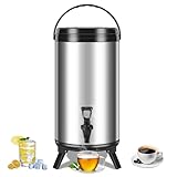 Togarhow Insulated Stainless Steel Bucket with Tap 12L/3.2Gallon Cold Drink Hot Water Dispenser with Folding Feet Coffee Wine Milk Tea Barrel for Restaurant Party Home Catering Use