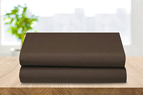 Elegant Comfort 2-Pack Luxury Flat Sheet Premium Hotel Quality Wrinkle and Fade Resistant 1500 Thread Count Egyptian Quality 2-Piece Bed Top Sheet, Full/Queen, Chocolate Brown