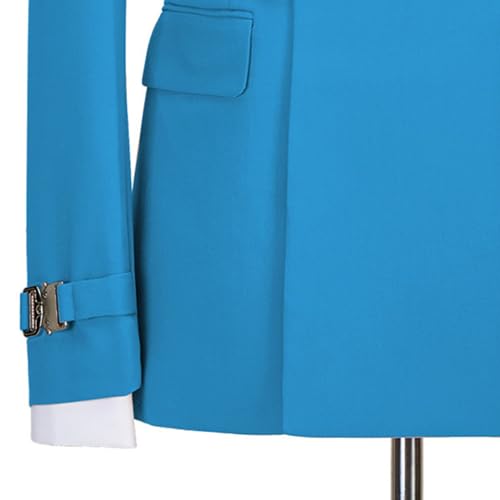 Image of Men's 2 Piece Suit with Metal Clasp Slim Fit Suit Stylish Business Pants Casual Wedding Grooms Tuxedo Suit