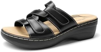 DREAM PAIRS Women's Slide Arch Support Slip On Flat Sandals