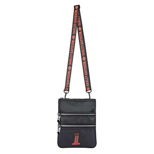 Harley-Davidson Women's Rubber #1 Logo Crossbody Sling Purse - Black/Rust