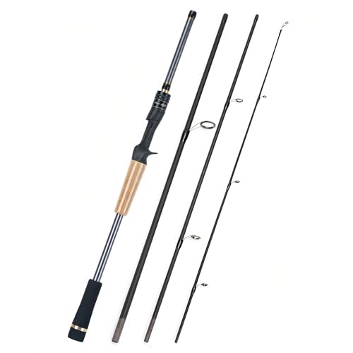 Caña de pesca portátil SylvanFlux FR6001 4 piezas, acción media liviana, 198 cm, mango de corcho, guías cerámicas para agua dulce y salada miniatura 1