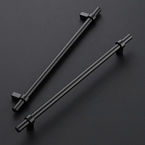 Image of Ravinte 5 Pack 12-5 /8 Inch Cabinet Pulls Matte Black Kitchen Cabinet Hardware Cupboard Handles with Square Base 12-5 /8 inch Length,10 inch Hole Center