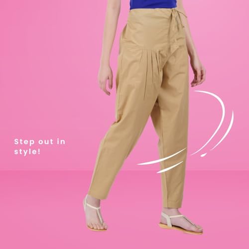 Image of Happy Bunny Salwar Pant - Modern Style Pure Cotton for Women - Ethnic Semi Patiala Trouser - Office,Home - All Day Comfort Wear with Drawstring