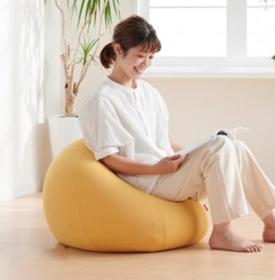 ハナロロのビーズクッション オニオン80リットル ニットカバー付(モタードイエロー)
