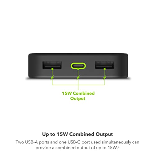 Image of mophie Powerstation 2023 with PD Power Bank - 10,000 mAh Large Internal Battery, (2) USB-A Port and (1) 20W USB-C PD Fast Charging Input /Output Port, Travel-Friendly