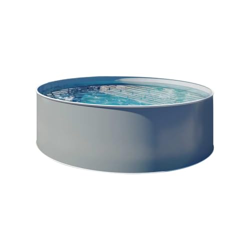 Design-Stahlwandpool Ø 3,00 x 1,20 m - Rundpool anthrazit mit Grauer 0,80 mm Folie - einfacher Aufbau - schraubenfreie Montage - freistehend teileingelassen oder eingelassen