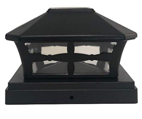 4 Pack 4X4 5X5 6X6 Inches SMD LEDs Solar Black Finish Post Deck Fence Cap Lights for Vinyl/PCHESVC or Wood Posts (6X6)