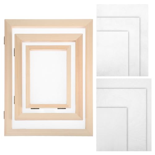 Beatifufu 2-Layer Frame Screen Kit Paper Making Screen with Deckle Mold Mesh DIY Craft Kit for Handmade Paper Wooden Frame Papermaking Supplies