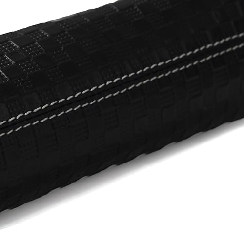 Image of Cockatoo Genuine Leather Pencil Pouch, Accessories holder, Stationery Bag, Zippered Pen Case for Work & Office (Braided Black)