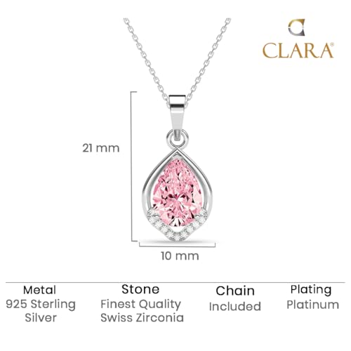 Image of Clara 925 Silver Jino Pink Solitaire Pendant Earrings Chain Ring for Women