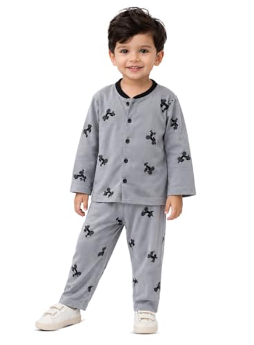 Image of 3BROS Cotton Bodysuit Dress with Full Pajama and Full Sleeves Night Suit Top Combo Set for Boys & Girls Baby Home Wear and Sleepwear Pack of 1