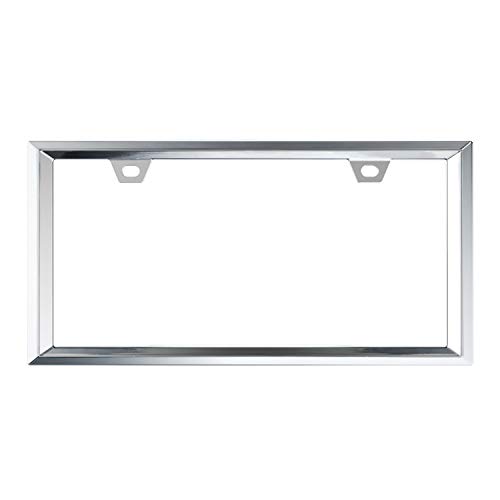 Creathome 3D Chrome License Plate Frames, Pure Zinc Alloy Metal (Triangle Patterned) #TOP1