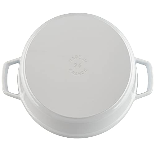 Image of STAUB Cast Iron Dutch Oven 5.5-qt Round Cocotte, Made in France, Serves 5-6, White