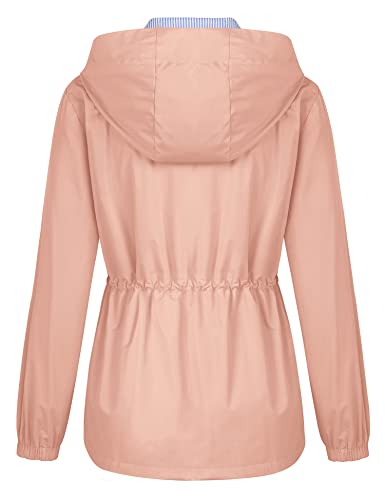 Avoogue Plus Size Women's Waterproof Rain Jackets Lightweight Windbreaker Jacket Hooded Lined Raincoat For Outdoor Travel Hiking Pink Xxl #TOP3