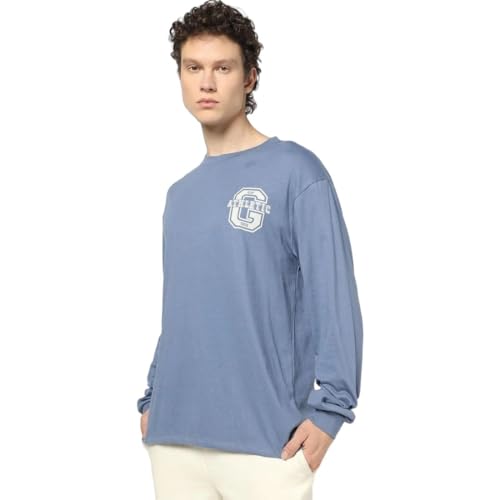 Image of Gap Men Relaxed Fit Graphic Print Full Sleeves Crew Neck Letter Print T-Shirt