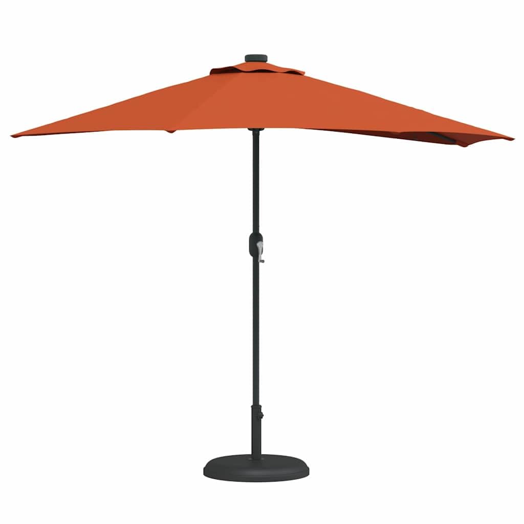 vidaXL Ombrellone da Giardino Mezzano con Luci LED, Tessuto Poliestere Anti-UV e Impermeabile, Manovella Regolabile, Struttura in Alluminio Grigio Scuro, 294 x 150 x 224 cm, Ombrelloni da Patio