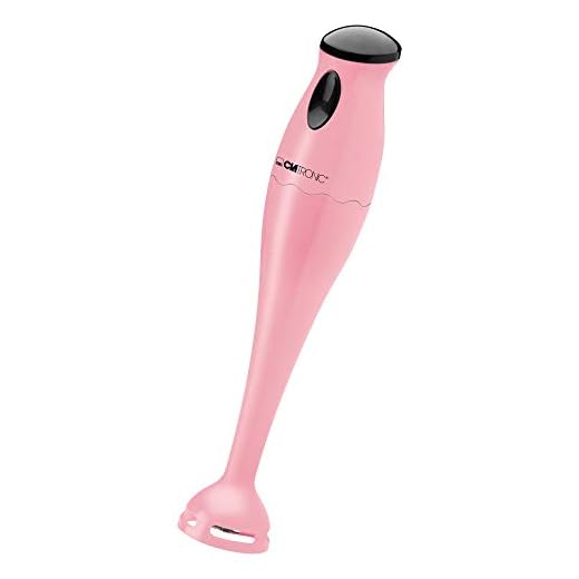 Clatronic SM 3577 - Batidora de mano con motor potente de 180 W, cuchilla de acero inoxidable, incluye recipiente mezclador transparente (500 ml) y gancho para colgar, color rosa