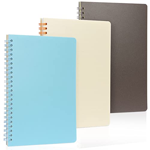 Simpolor Lot de 3 cahiers à spirales A5 - A5 - 80 feuilles/160 pages - Carnet de croquis - Bloc-notes pour école, bureau, voyage, travail, journal (bleu + marron + beige) Cover
