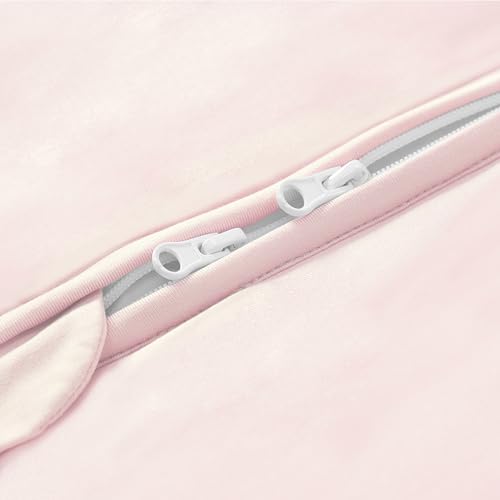 Image of Baby /Toddler Sleep Sack with Legs, Rayon from Bamboo 95% + 5% Spandex, 1.0 TOG, 2‑Way Zipper Sleeping Bag, Walker‑Friendly 6-12M Pink