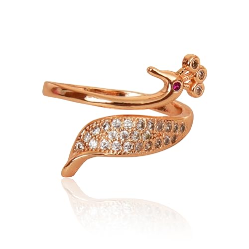 Bague réglable plaquée or rose anti-ternissement avec diamant américain brillant