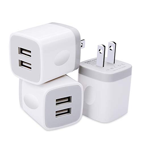 USB Wall Charger, 3 Pack GiGreen Dual Port Charging Plug Adapter, 5V 2.1A