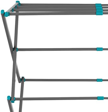 Beldray LA077615EU7 Three Tier Expandable Clothes Airer, 7 Metres of Drying Space, Lightweight, Compact, Folds Away for Convenient Storage, Turquoise and Grey, Steel, One Size