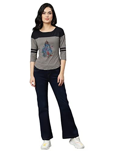 Image of OM SAI LATEST CREATION Women's New 3D Printed Lycra 3 /4 Sleeve Regular Fit Office wear,Casual wear Western Top