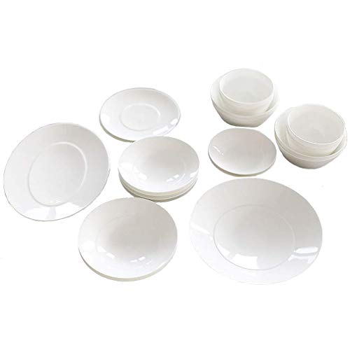 Hankook Chinaware Korean Fine Bone-China [WhiteBloom] White Daily Dinnerware Home set for 4, [20p] Dinnerware, Dojagi, Ceramic, Melamine Plates