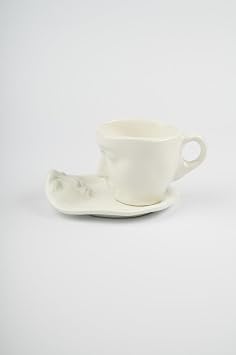 Mithra Life 110 ML Face Shaped Ceramic White Turkish Coffee Cup Set MIT1079