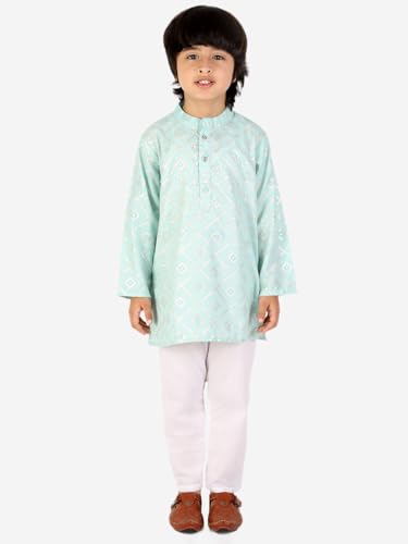 superminis Boys Cotton Golden Embroidered Printed Full Sleeves Kurta with Pyjama Ethnic Wear Set