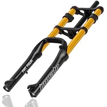 20inch Fork Beach Bike Fork for 4.0 Tire Travel 110mm Bike Fat Suspension Fork Double Shoulder 1-1/8" Adjustable Rebound Disc Brake QR for ATV XC AM Snow Bike Air Fork