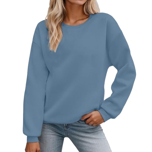 Sweat-shirt col rond femme vêtement chaud automne hiver couleur unie