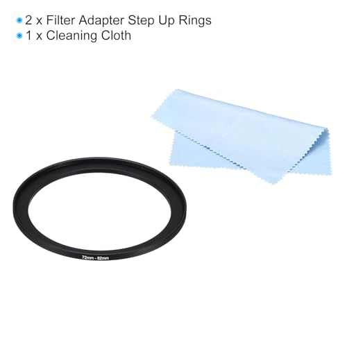 PATIKIL 72mm-82mm Metal Step Up Ring with Cleaning Cloth, 2 Pack Camera Lens Filter Adapter Ring Aluminum Filter Adapter Ring for Camera Lenses Hood, Black - Image 3