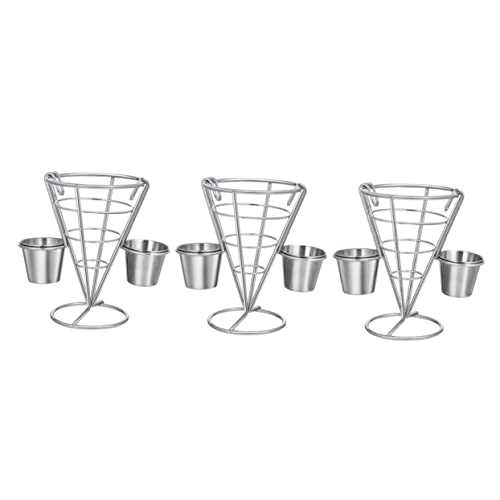 BRIGHTFUFU 3pcs French Fries Holder Iron Snack Brackets Versatile Rack Supplies for Restaurant