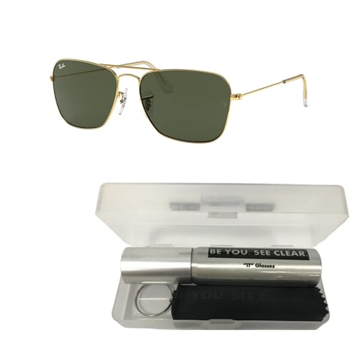 Ray-Ban RB3136 Sunglasses Bundle: RB 3136 CARAVAN 001 Caravan Arista G-15 Green and Eyewear Cleaning Kit2