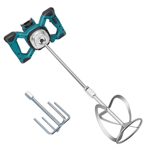 Paint and Mortar Mixer, 950W Paddle Mixer Drill Compatible with Makita Battery, 6 Adjustable Speeds & 2 Replacement Heads, Concrete Stirrer for Paint Plaster Cement Mortar Glue Putty (No Battery)