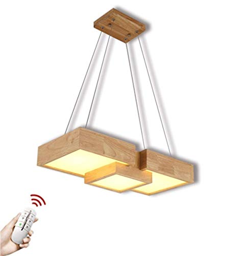 KXEcoLife Lámpara de araña LED de Madera, Regulable con Mando a Distancia, lámpara de Mesa de Comedor, lámpara de Techo de Altura Ajustable, 36 W, para Cocina, salón o Bar, Fabricada en Chin